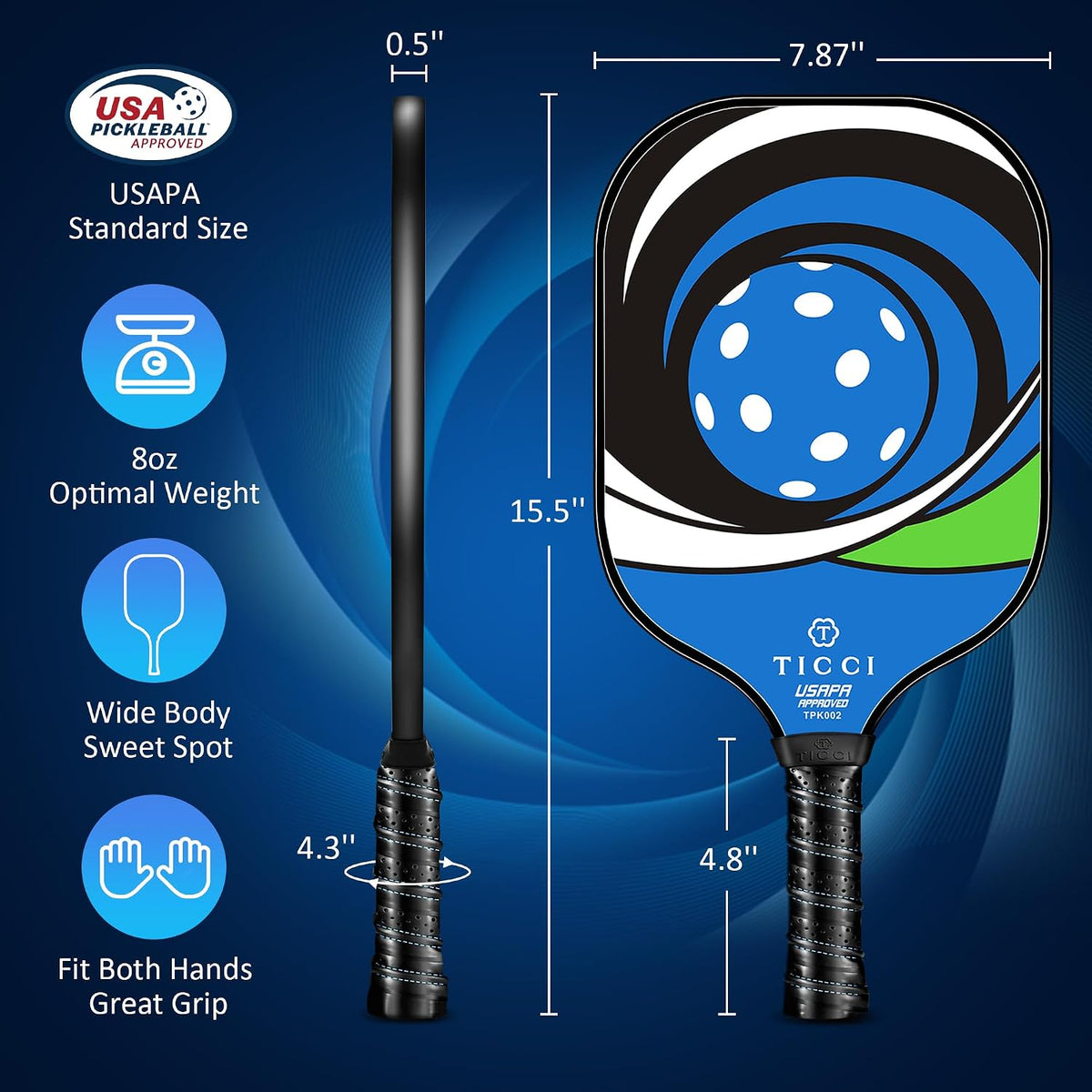 Pickleball Paddles Set of 2, USAPA Approved Fiberglass Pickleball Set with 4 Balls & Carry Bag, Lightweight Rackets for Beginners & Adults