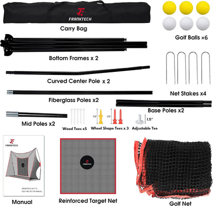 Golf Practice Net - Heavy Duty Driving Range Net with High Impact Chipping Target, Include Carry Bag and Golf Balls for Indoor Outdoor