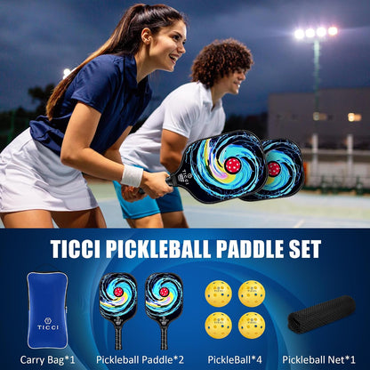 Pickleball Paddles Set of 2, USAPA Approved Fiberglass Pickleball Set with 4 Balls & Carry Bag, Lightweight Rackets for Beginners & Adults