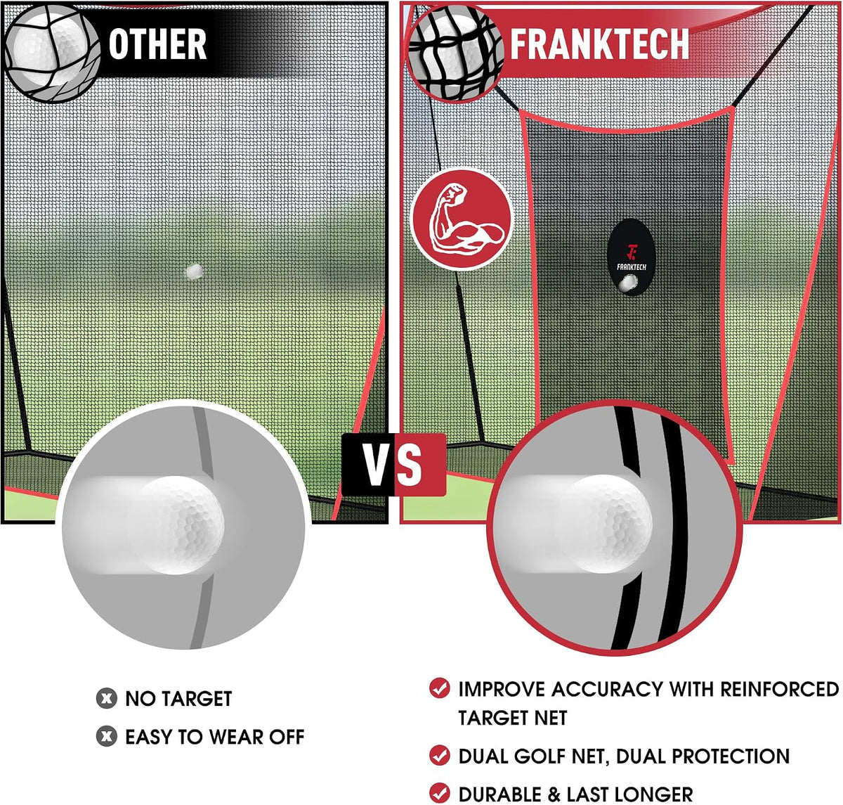 Golf Practice Net - Heavy Duty Driving Range Net with High Impact Chipping Target, Include Carry Bag and Golf Balls for Indoor Outdoor