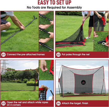 Golf Practice Net - Heavy Duty Driving Range Net with High Impact Chipping Target, Include Carry Bag and Golf Balls for Indoor Outdoor